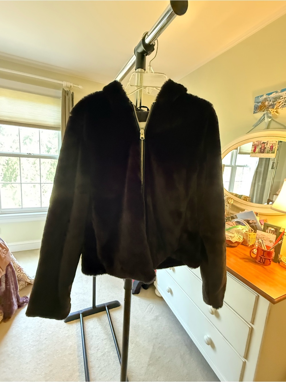 Black Faux Fur Zip-Front Jacket - Abercrombie
